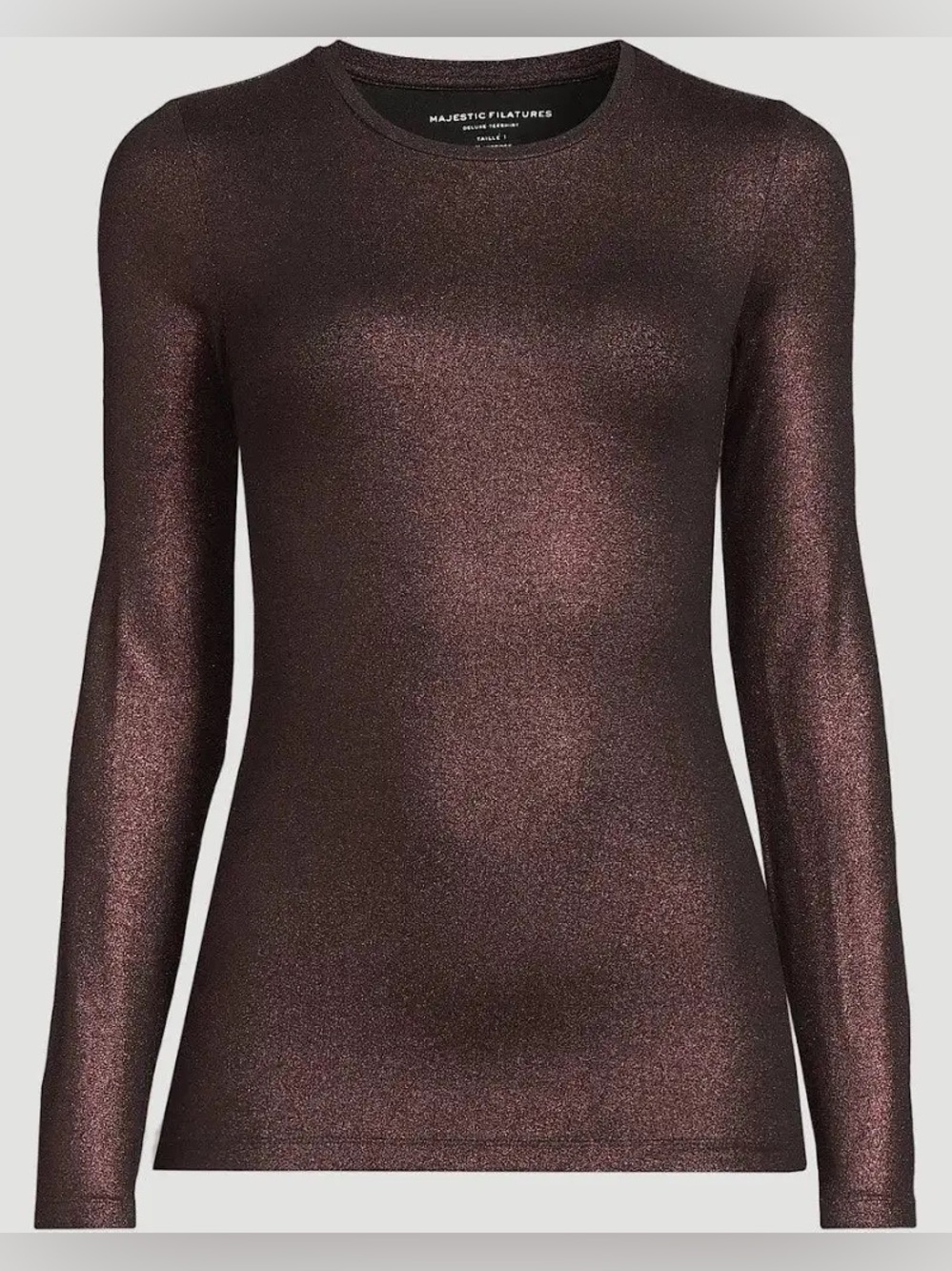 Majestic Filatures Soft Touch Metallic Crewneck Aubergine
